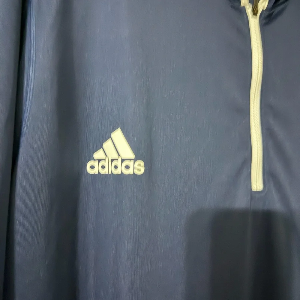 Men’s Adidas thin Navy hoodie with white trim 3XL